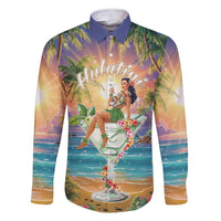 Aloha Hawaii Family Matching Short Sleeve Bodycon Dress and Hawaiian Shirt Hula Martini Tropical Vibes LT05 Dad's Shirt - Long Sleeve Colorful - Polynesian Pride
