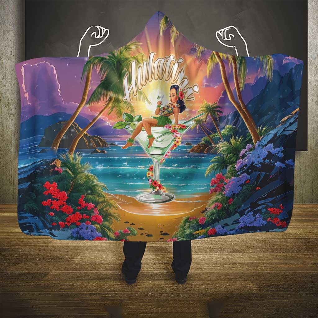 Aloha Hawaii Hooded Blanket Hula Martini Tropical Vibes - Polynesian Pride