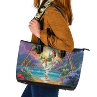 Aloha Hawaii Leather Tote Bag Hula Martini Tropical Vibes - Polynesian Pride