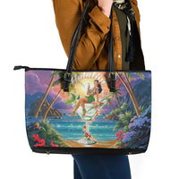 Aloha Hawaii Leather Tote Bag Hula Martini Tropical Vibes - Polynesian Pride