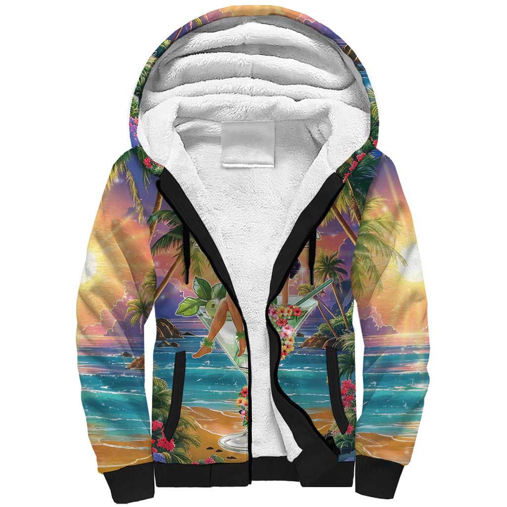 Aloha Hawaii Sherpa Hoodie Hula Martini Tropical Vibes - Polynesian Pride
