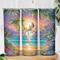 Aloha Hawaii Skinny Tumbler Hula Martini Tropical Vibes - Polynesian Pride