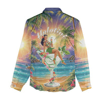 Aloha Hawaii Women Casual Shirt Hula Martini Tropical Vibes - Polynesian Pride