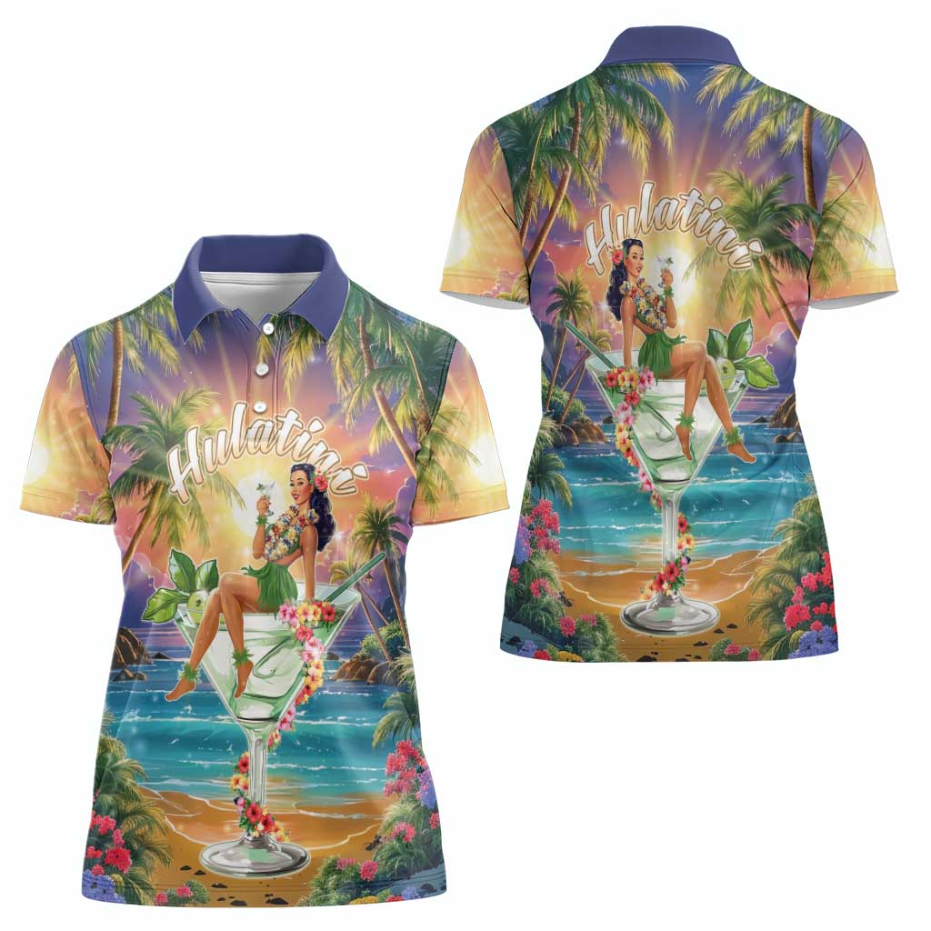Aloha Hawaii Women Polo Shirt Hula Martini Tropical Vibes - Polynesian Pride