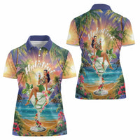 Aloha Hawaii Women Polo Shirt Hula Martini Tropical Vibes - Polynesian Pride
