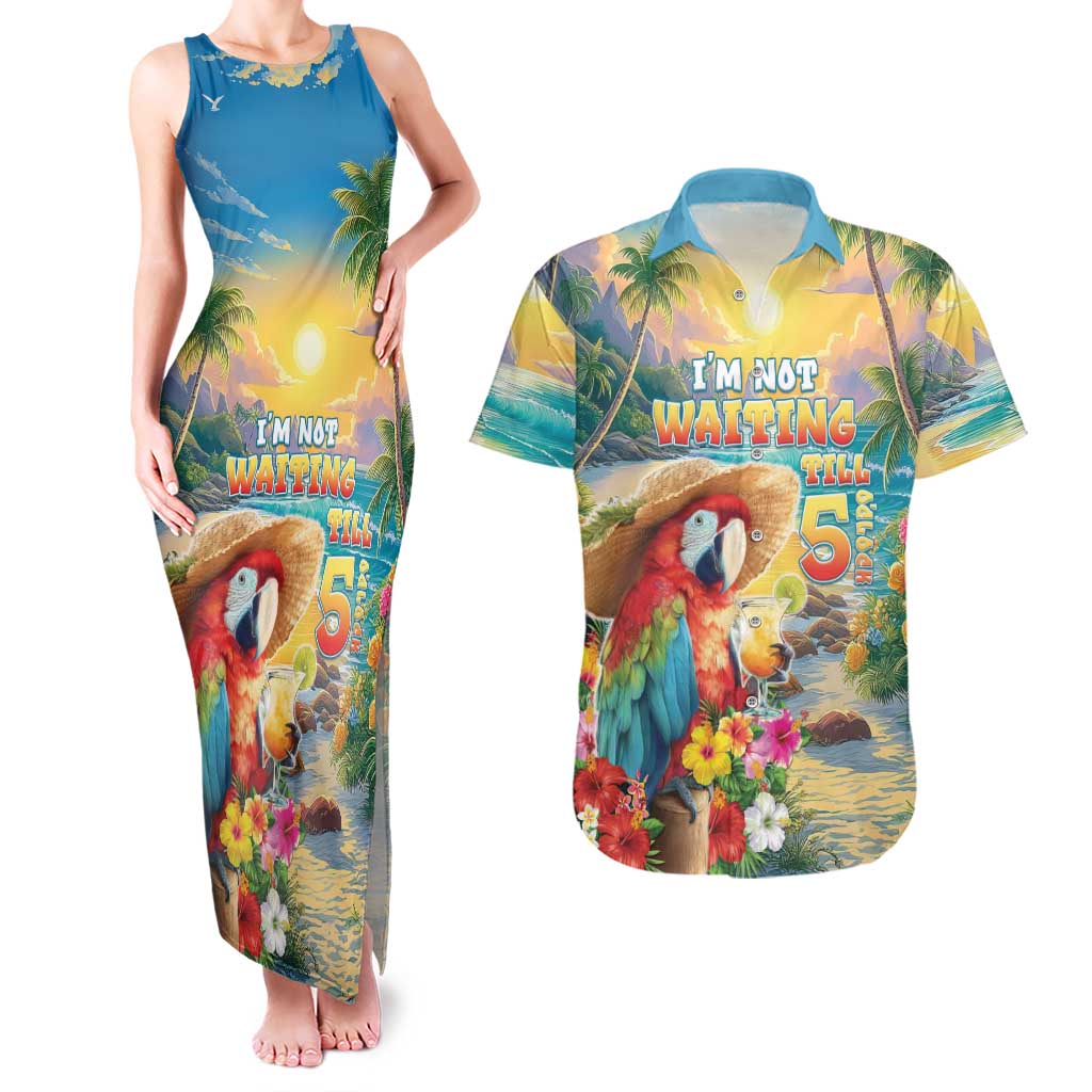 Hawaii Parrot Couples Matching Tank Maxi Dress and Hawaiian Shirt Im Not Waiting Till 5 Oclock LT05 Colorful - Polynesian Pride