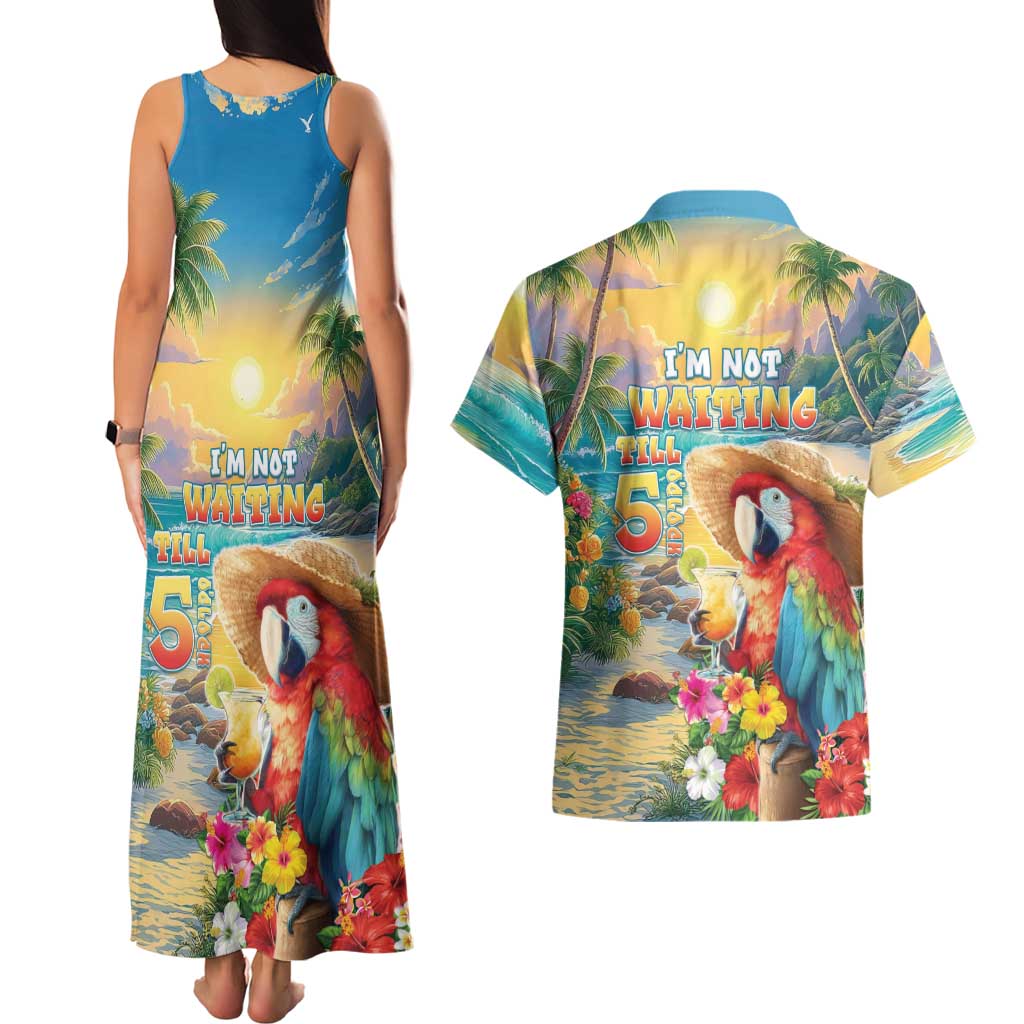 Hawaii Parrot Couples Matching Tank Maxi Dress and Hawaiian Shirt Im Not Waiting Till 5 Oclock LT05 - Polynesian Pride