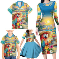 Hawaii Parrot Family Matching Long Sleeve Bodycon Dress and Hawaiian Shirt Im Not Waiting Till 5 Oclock LT05 - Polynesian Pride