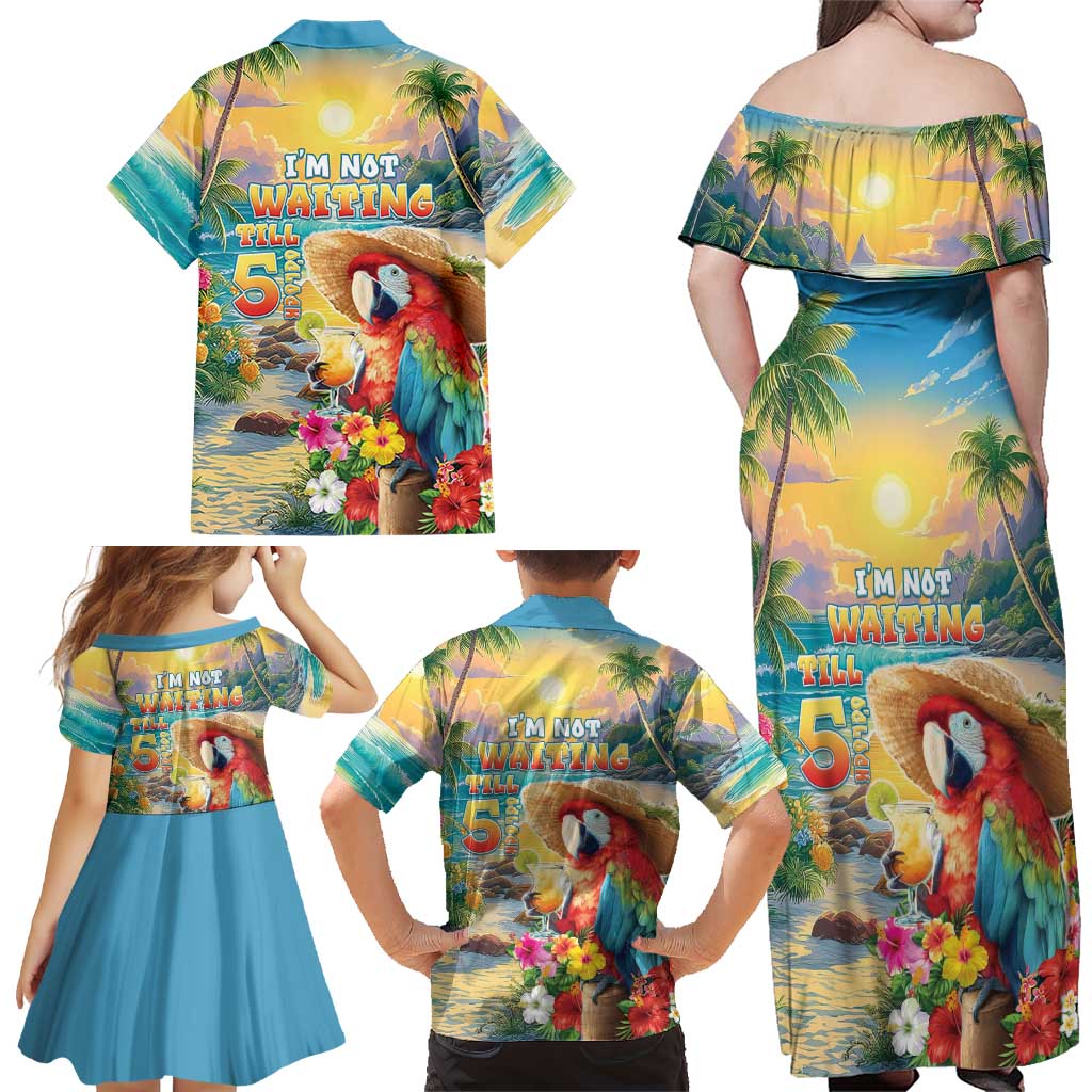 Hawaii Parrot Family Matching Off Shoulder Maxi Dress and Hawaiian Shirt Im Not Waiting Till 5 Oclock LT05 - Polynesian Pride