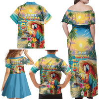 Hawaii Parrot Family Matching Off Shoulder Maxi Dress and Hawaiian Shirt Im Not Waiting Till 5 Oclock LT05 - Polynesian Pride
