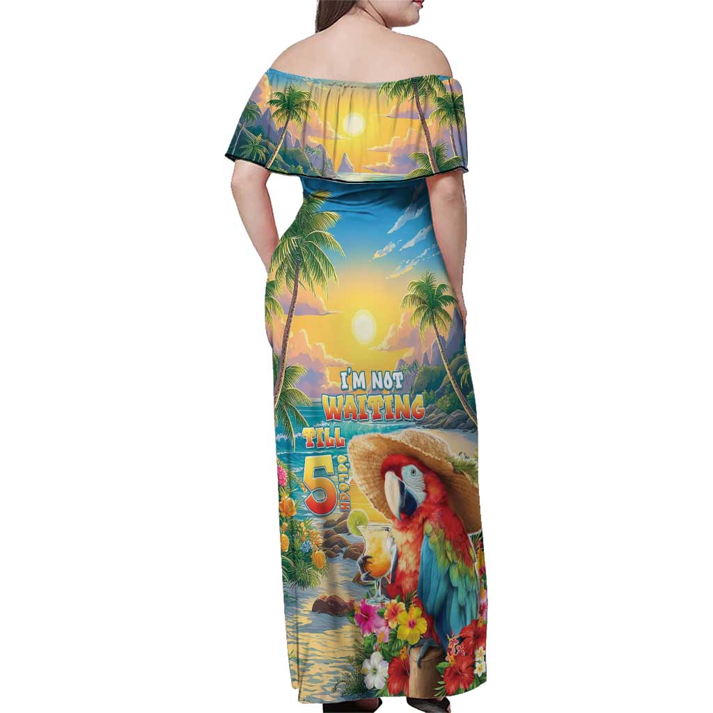 Hawaii Parrot Family Matching Off Shoulder Maxi Dress and Hawaiian Shirt Im Not Waiting Till 5 Oclock LT05 - Polynesian Pride