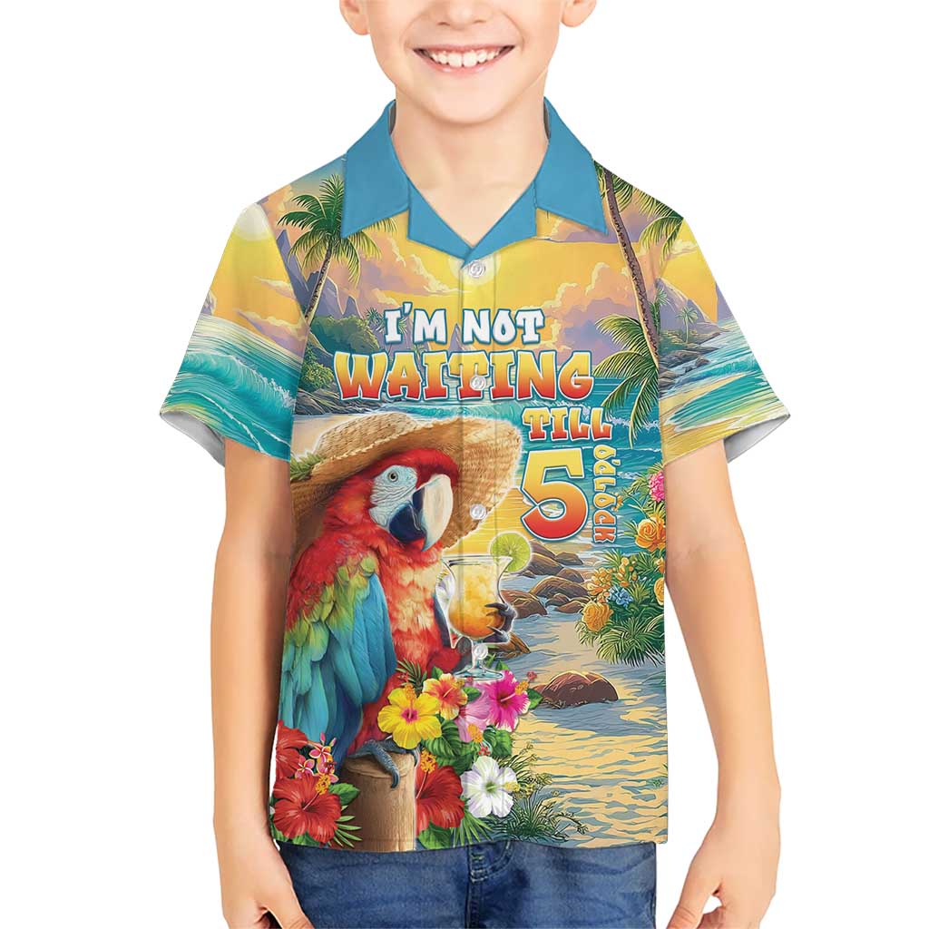 Hawaii Parrot Family Matching Off Shoulder Short Dress and Hawaiian Shirt Im Not Waiting Till 5 Oclock LT05 Son's Shirt Colorful - Polynesian Pride