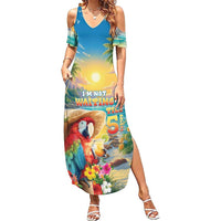 Hawaii Parrot Family Matching Summer Maxi Dress and Hawaiian Shirt Im Not Waiting Till 5 Oclock LT05 Mom's Dress Colorful - Polynesian Pride