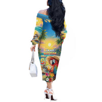 Hawaii Parrot Off The Shoulder Long Sleeve Dress Im Not Waiting Till 5 Oclock
