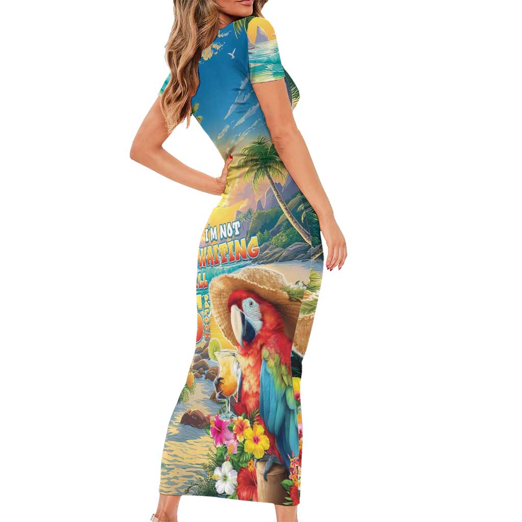 Hawaii Parrot Short Sleeve Bodycon Dress Im Not Waiting Till 5 Oclock