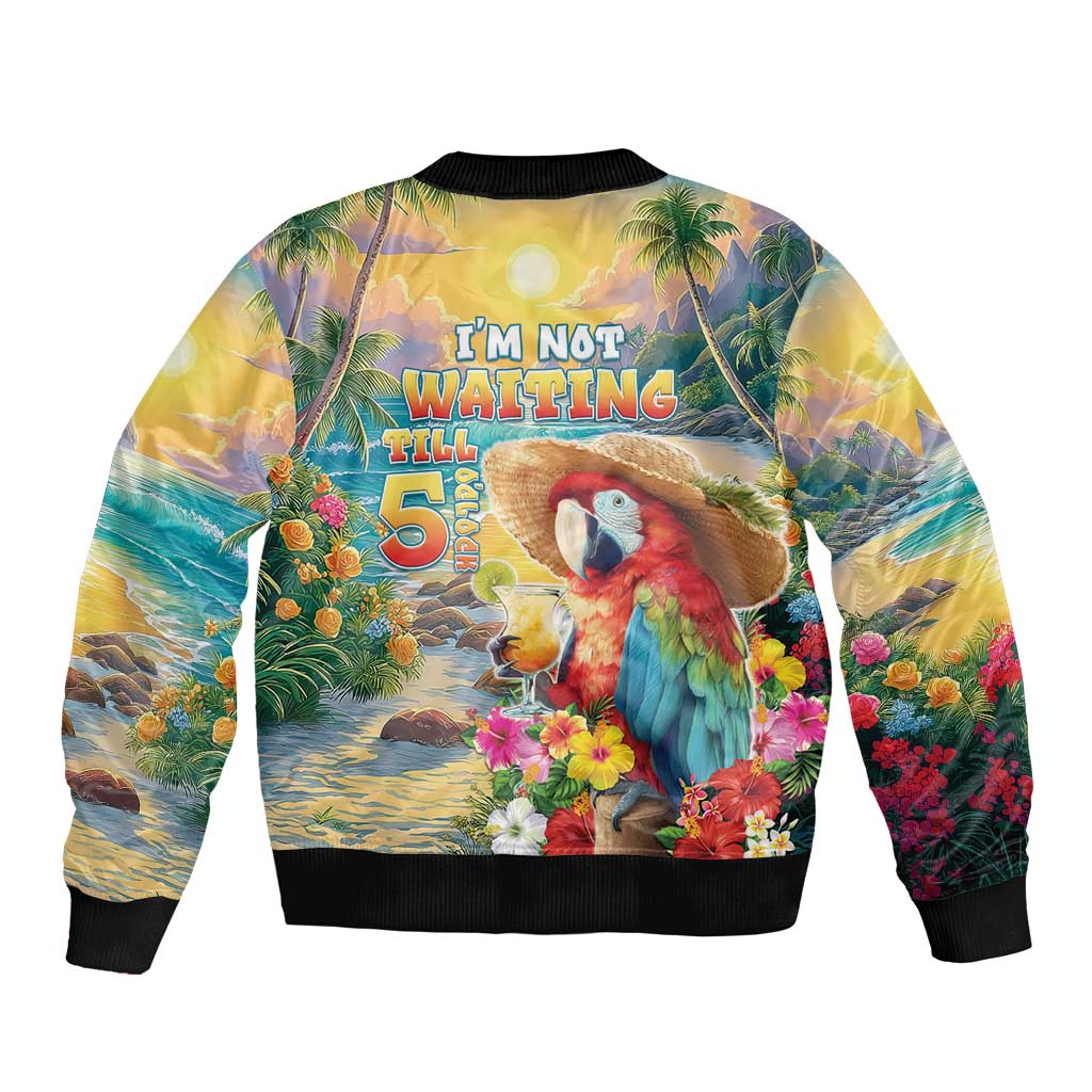 Hawaii Parrot Sleeve Zip Bomber Jacket Im Not Waiting Till 5 Oclock