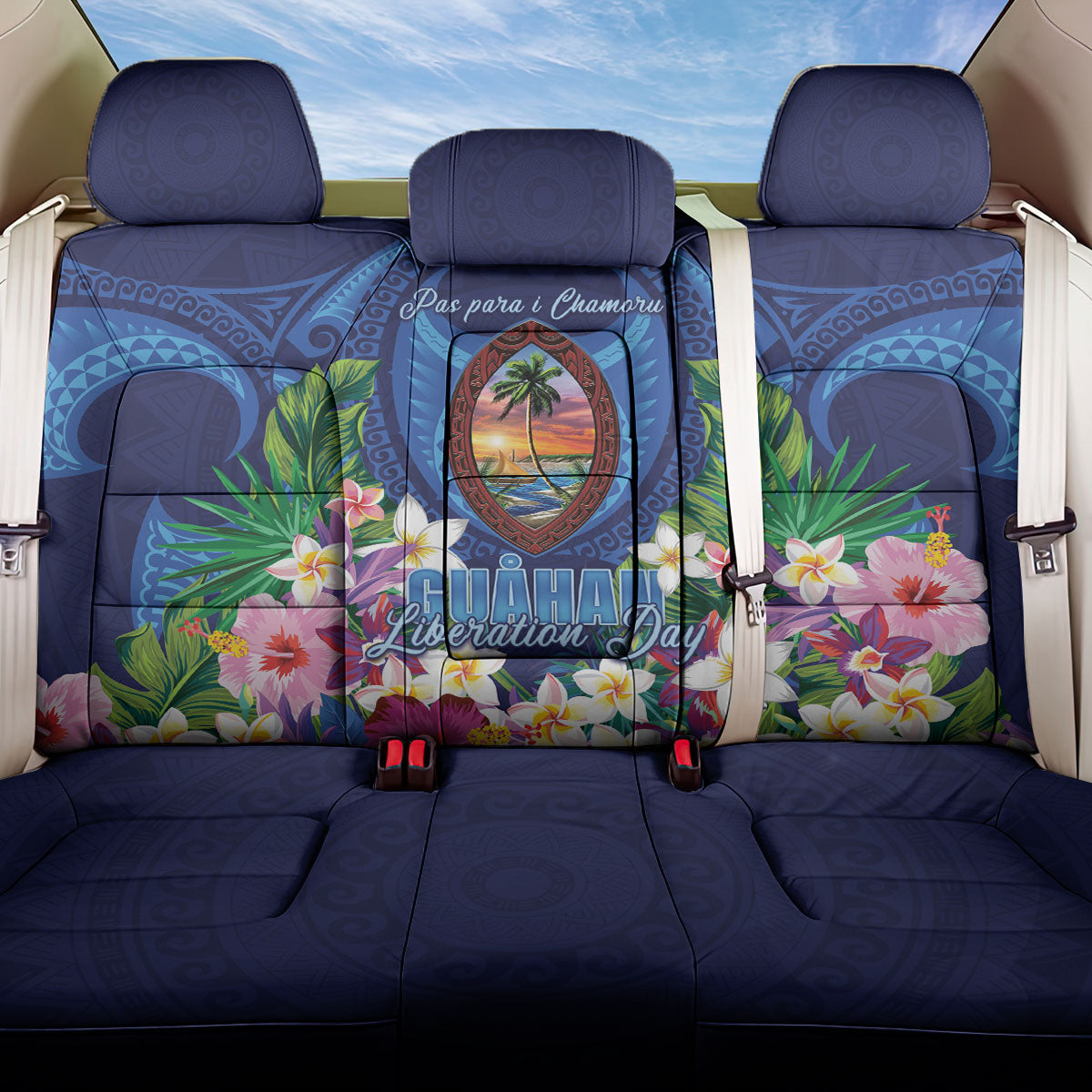 Guam Liberation Day Back Car Seat Cover Pas Para I Chamoru LT05 One Size Navy - Polynesian Pride