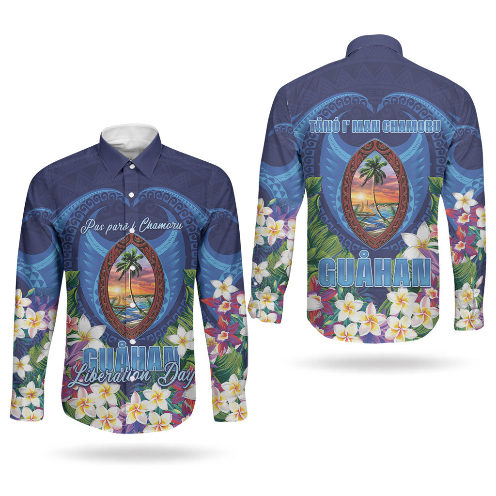 Guam Liberation Day Couples Matching Puletasi and Long Sleeve Button Shirt Pas Para I Chamoru