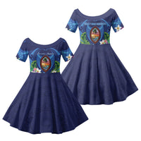Guam Liberation Day Family Matching Short Sleeve Bodycon Dress and Hawaiian Shirt Pas Para I Chamoru