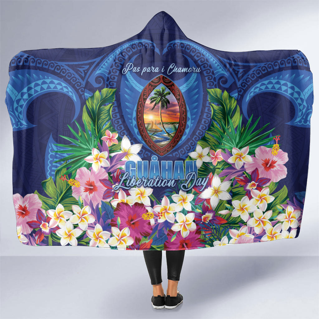 Guam Liberation Day Hooded Blanket Pas Para I Chamoru LT05 One Size Navy - Polynesian Pride