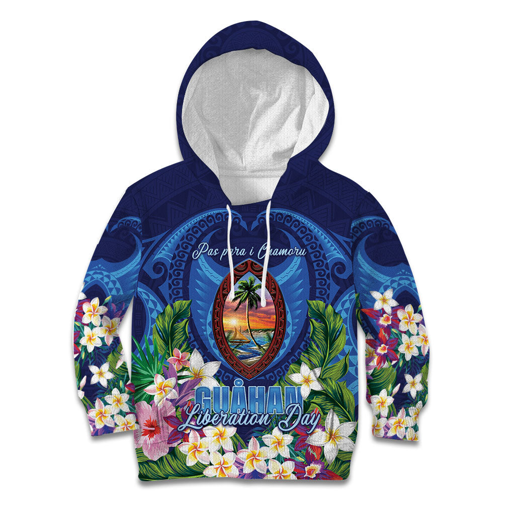 Guam Liberation Day Kid Hoodie Pas Para I Chamoru LT05 Hoodie Navy - Polynesian Pride