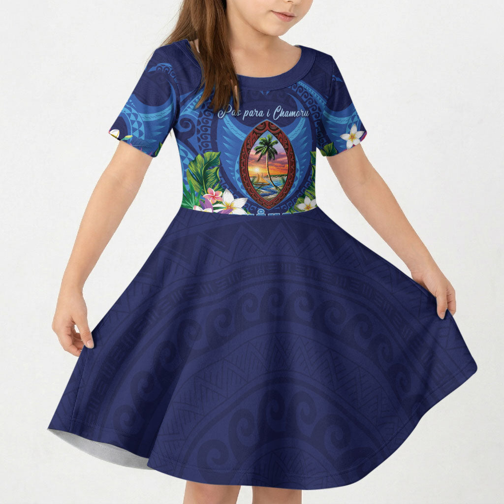Guam Liberation Day Kid Short Sleeve Dress Pas Para I Chamoru LT05 KID Navy - Polynesian Pride