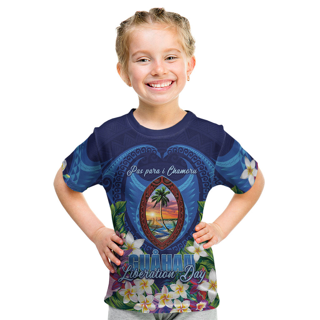 Guam Liberation Day Kid T Shirt Pas Para I Chamoru LT05 Navy - Polynesian Pride