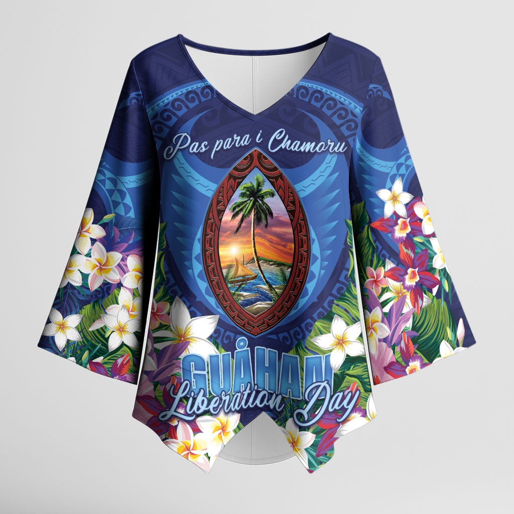 Guam Liberation Day Kimono Sleeve Blouse Pas Para I Chamoru LT05 Female Navy - Polynesian Pride