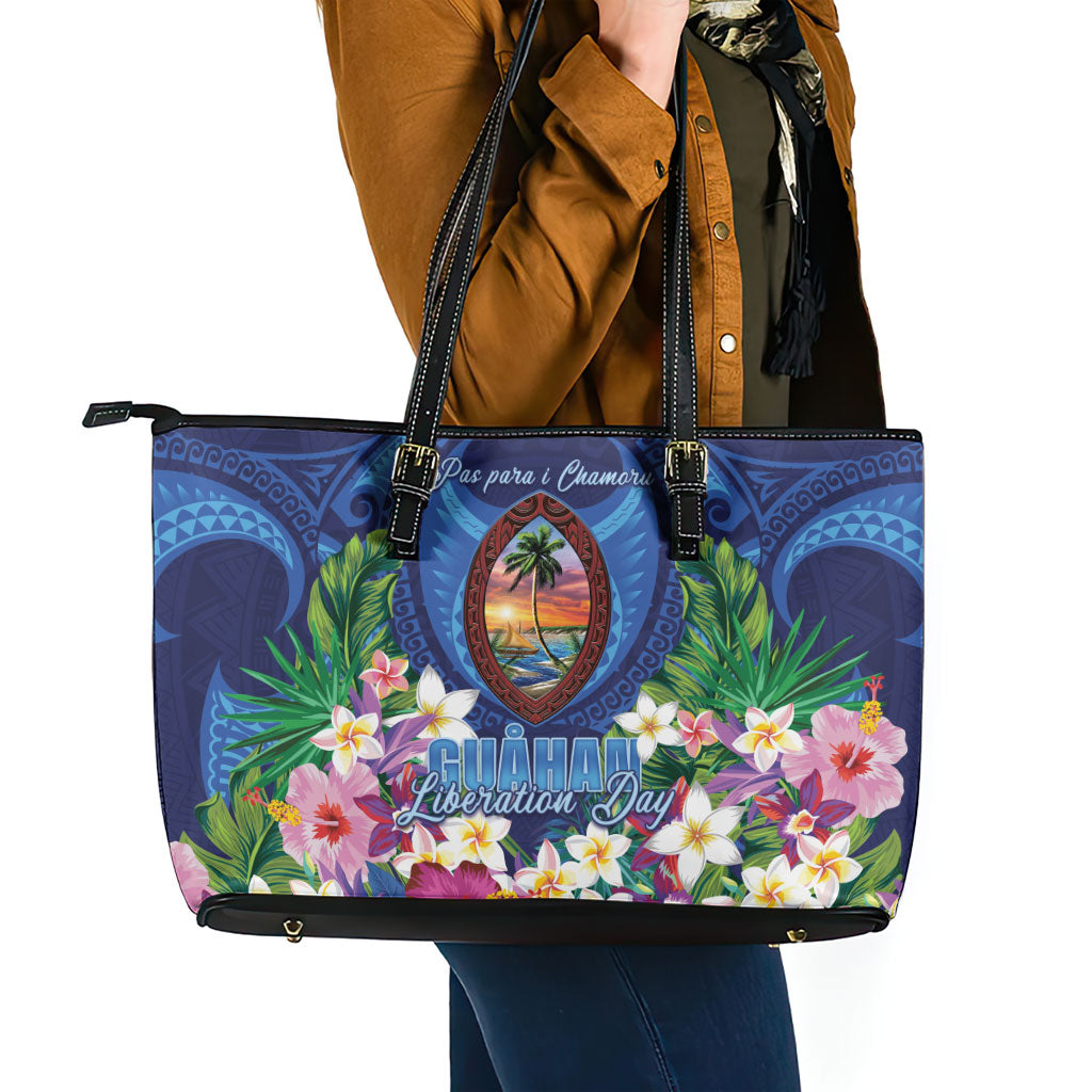 Guam Liberation Day Leather Tote Bag Pas Para I Chamoru