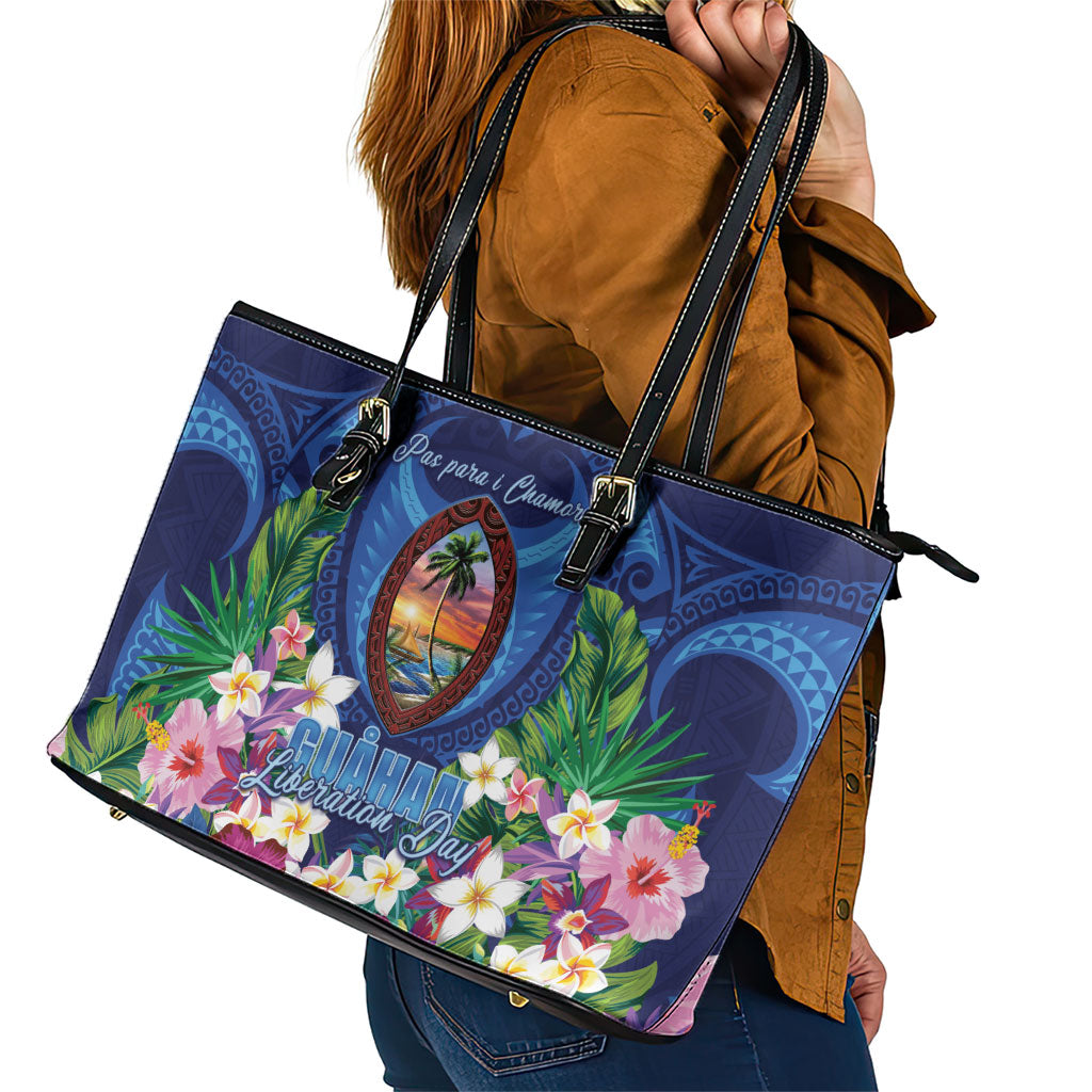 Guam Liberation Day Leather Tote Bag Pas Para I Chamoru
