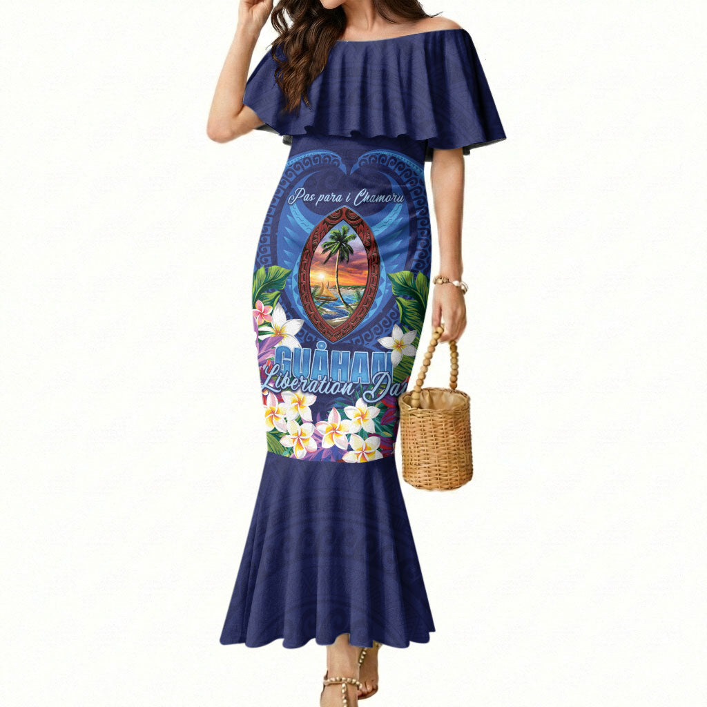 Guam Liberation Day Mermaid Dress Pas Para I Chamoru LT05 Women Navy - Polynesian Pride