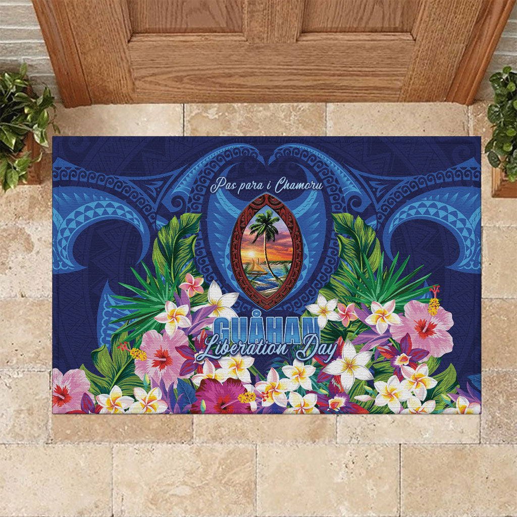 Guam Liberation Day Rubber Doormat Pas Para I Chamoru LT05 Navy - Polynesian Pride