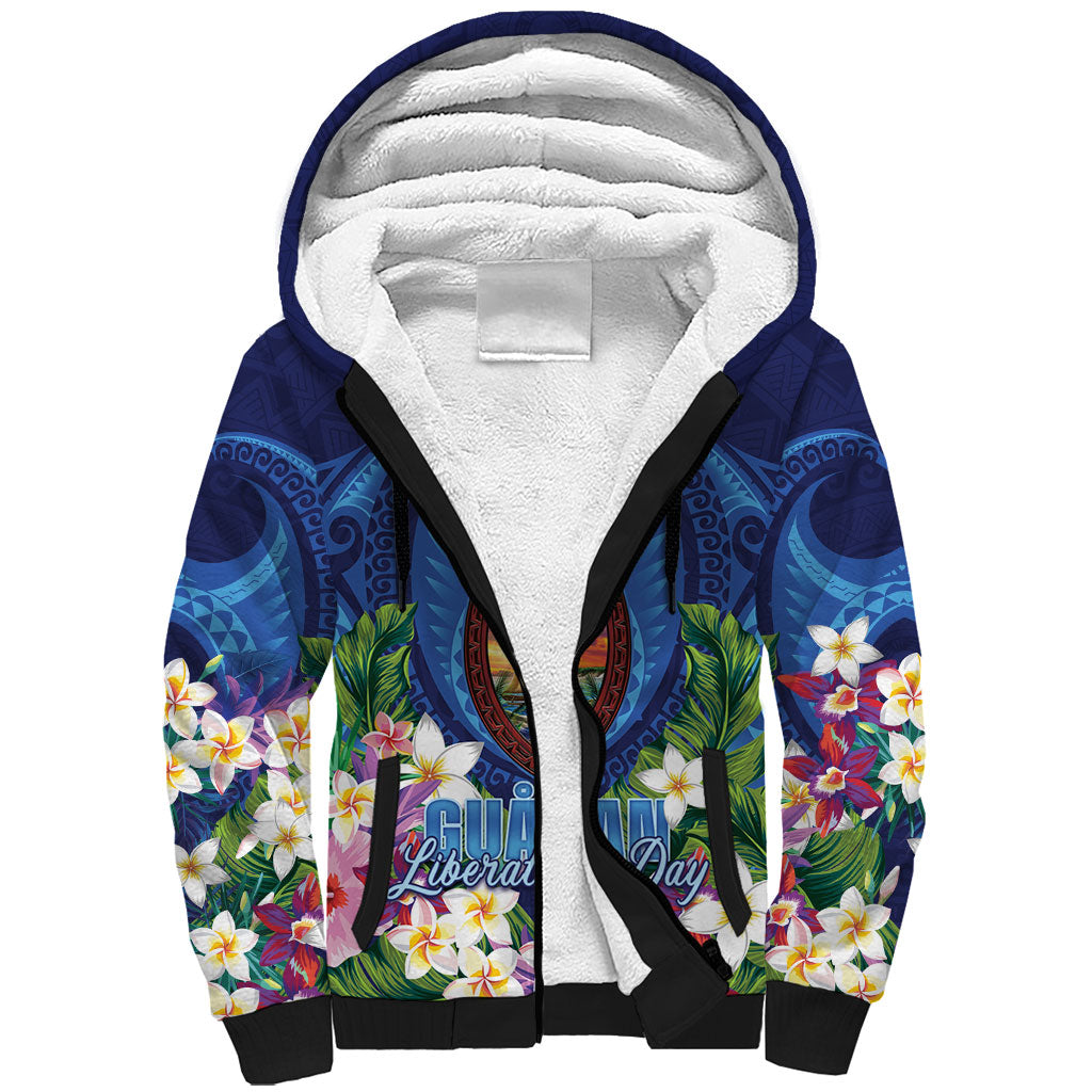 Guam Liberation Day Sherpa Hoodie Pas Para I Chamoru LT05 Unisex Navy - Polynesian Pride