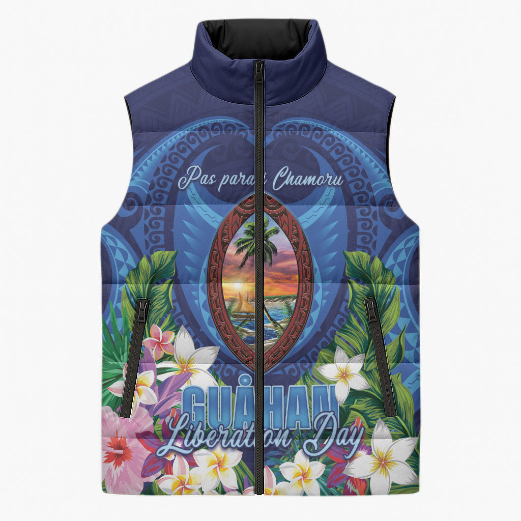 Guam Liberation Day Sleeveless Puffer Jacket Pas Para I Chamoru LT05 Unisex Navy - Polynesian Pride
