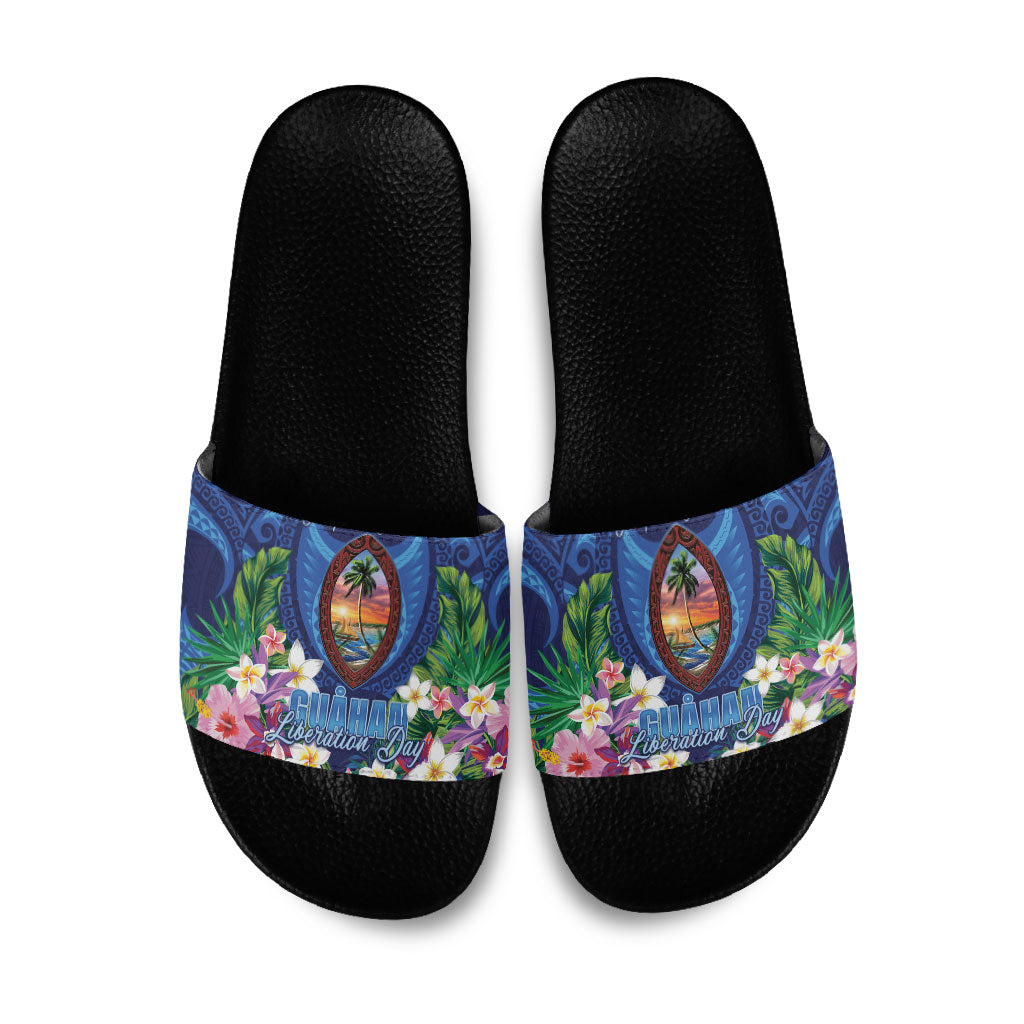Guam Liberation Day Slide Sandals Pas Para I Chamoru LT05 Navy - Polynesian Pride