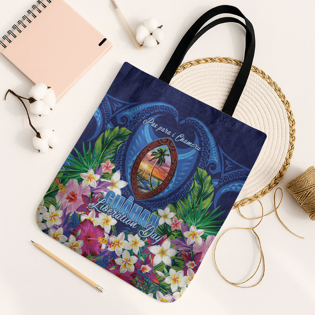 Guam Liberation Day Tote Bag Pas Para I Chamoru LT05 Black Strap One Size Navy - Polynesian Pride