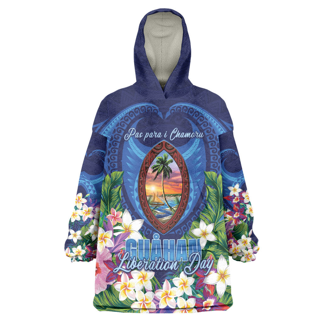 Guam Liberation Day Wearable Blanket Hoodie Pas Para I Chamoru LT05 One Size Navy - Polynesian Pride