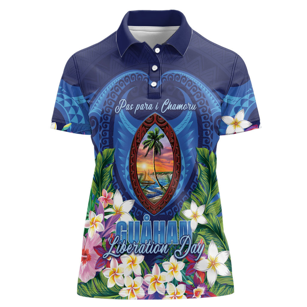 Guam Liberation Day Women Polo Shirt Pas Para I Chamoru LT05 Female Navy - Polynesian Pride