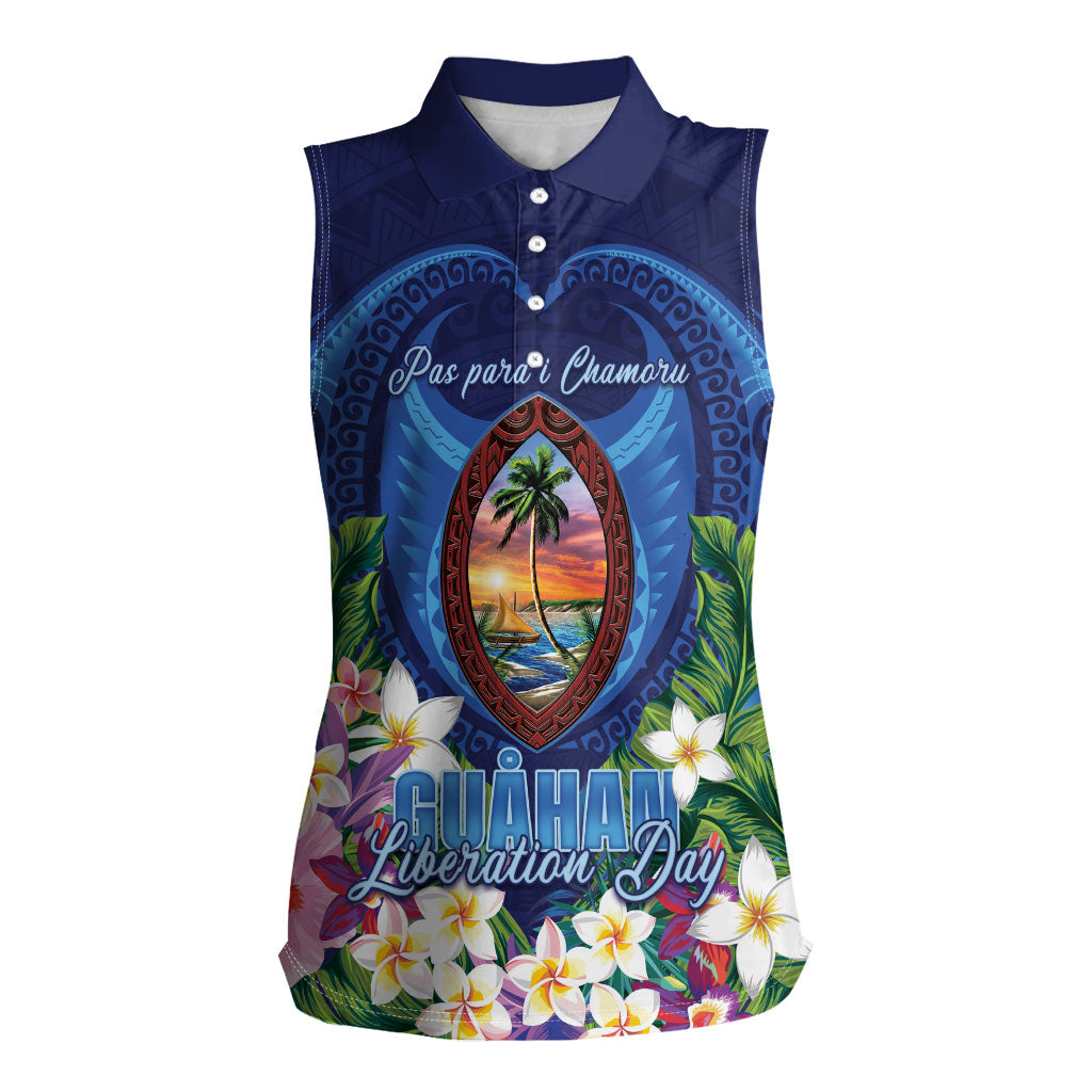 Guam Liberation Day Women Sleeveless Polo Shirt Pas Para I Chamoru LT05 Female Navy - Polynesian Pride