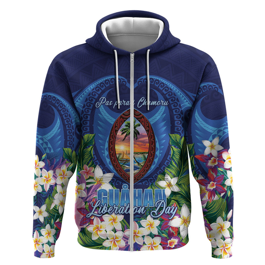 Guam Liberation Day Zip Hoodie Pas Para I Chamoru LT05 Zip Hoodie Navy - Polynesian Pride