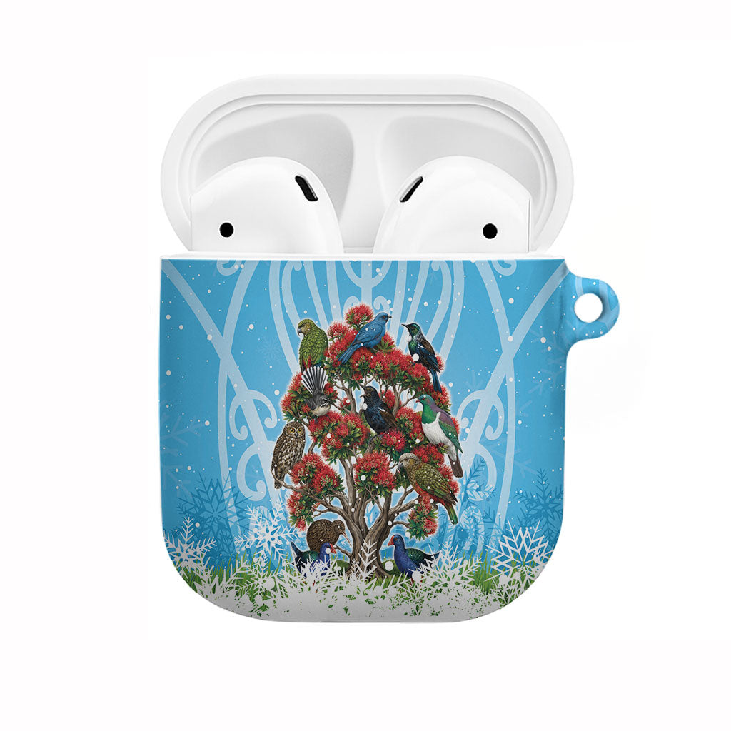 New Zealand Birds Christmas AirPods Case Pohutukawa Xmas Tree LT05 Blue - Polynesian Pride