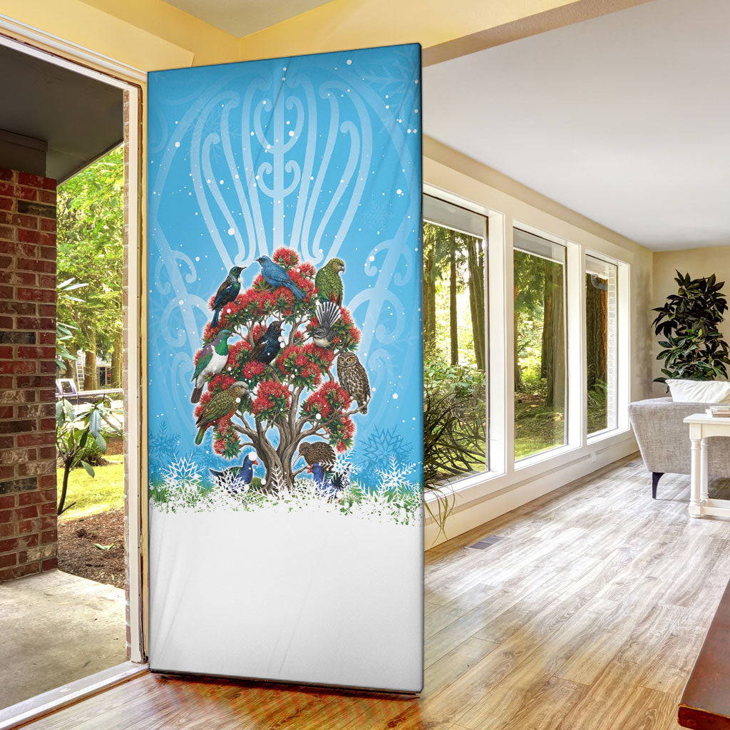 New Zealand Birds Christmas Door Cover Pohutukawa Xmas Tree