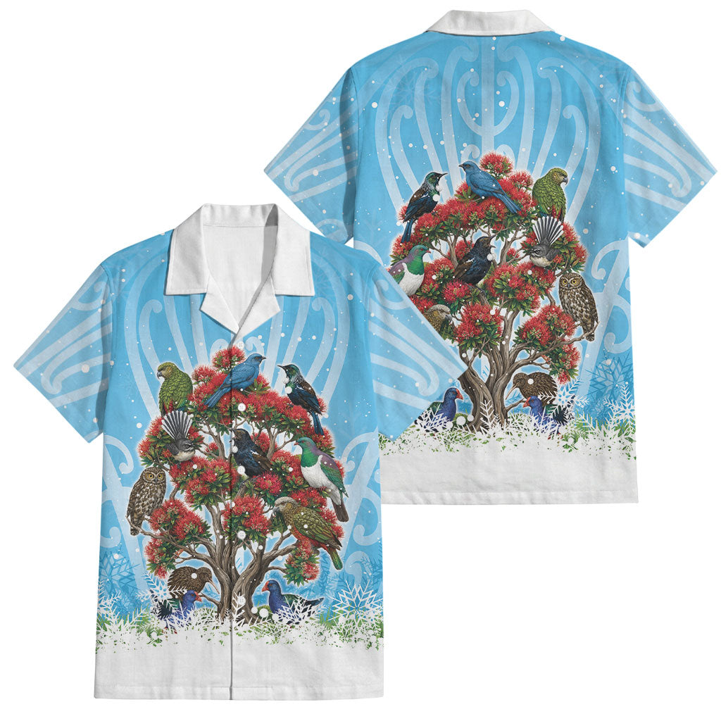 New Zealand Birds Christmas Family Matching Summer Maxi Dress and Hawaiian Shirt Pohutukawa Xmas Tree