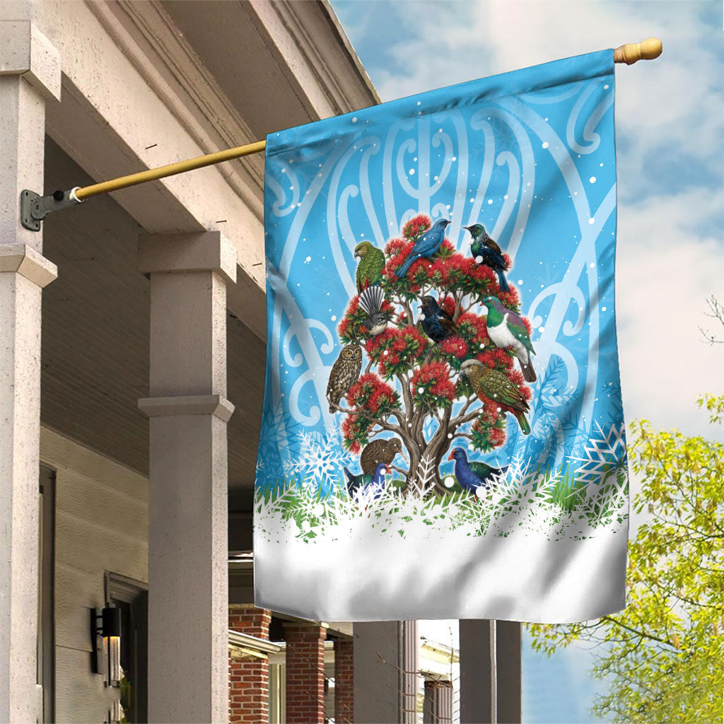 New Zealand Birds Christmas Garden Flag Pohutukawa Xmas Tree LT05 House Flag Blue - Polynesian Pride