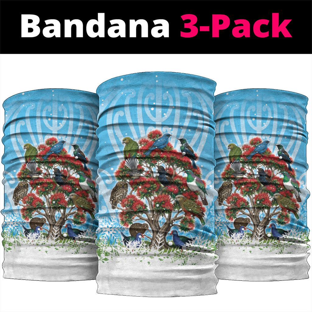 New Zealand Birds Christmas Neck Gaiter Pohutukawa Xmas Tree LT05 package One Size: 25*50cm Blue - Polynesian Pride