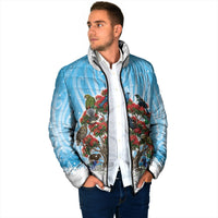New Zealand Birds Christmas Padded Jacket Pohutukawa Xmas Tree