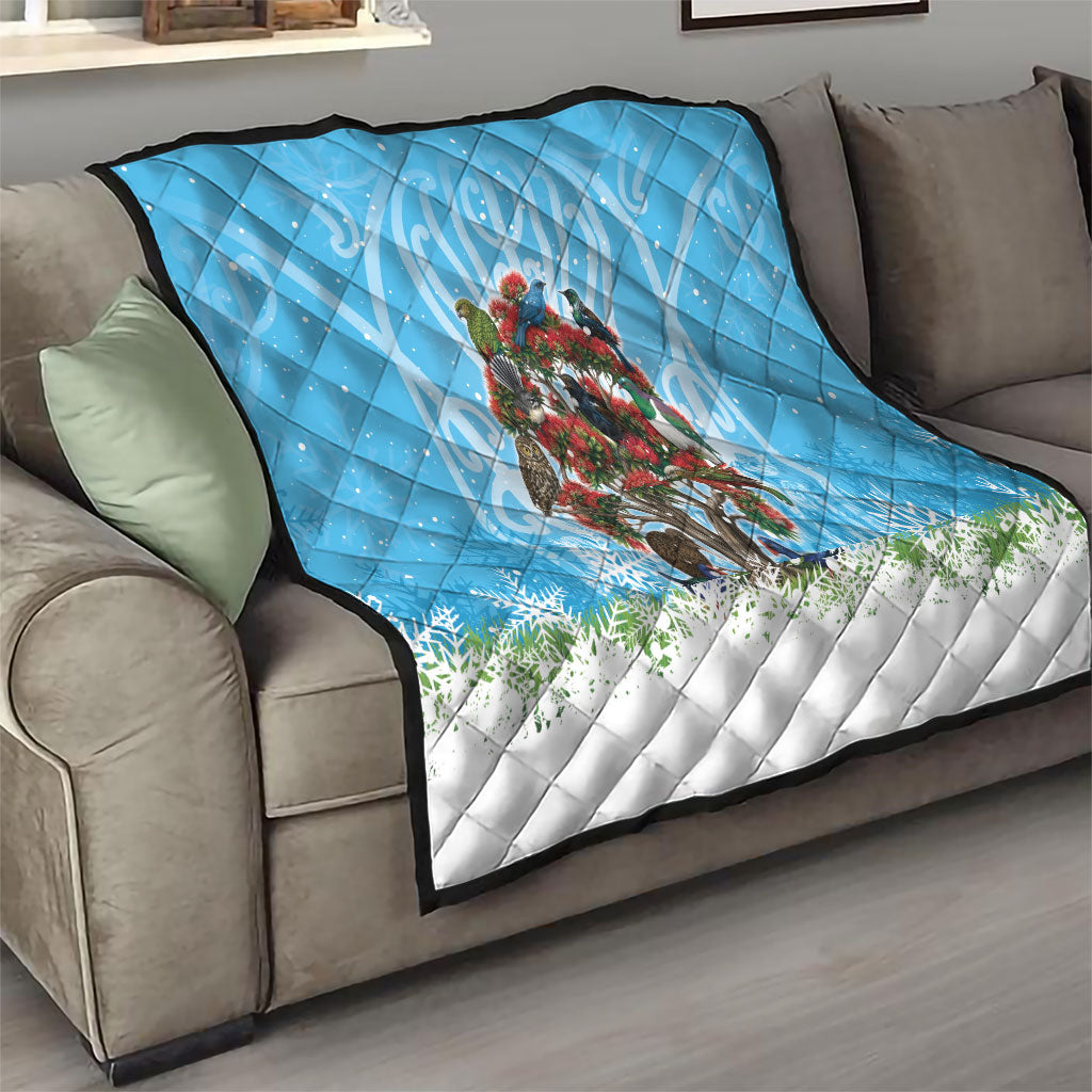 New Zealand Birds Christmas Quilt Pohutukawa Xmas Tree