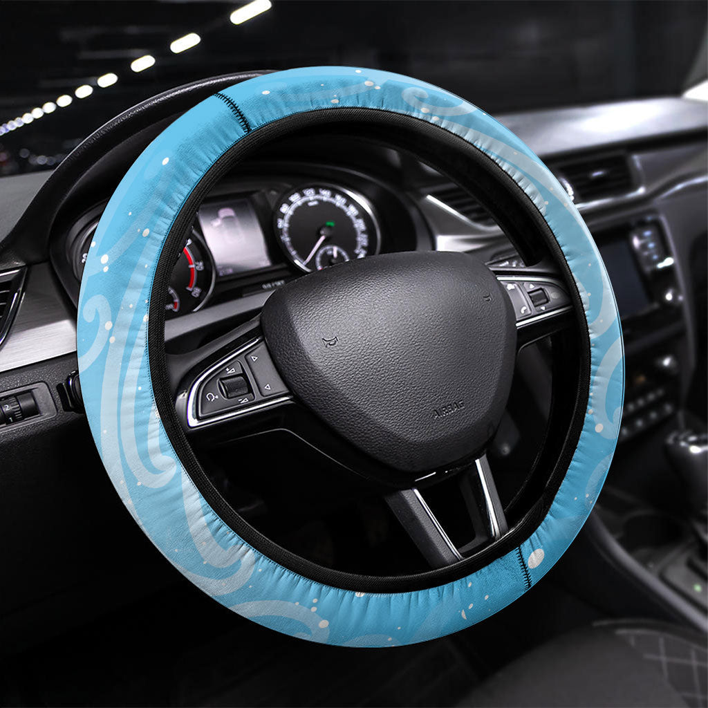 New Zealand Birds Christmas Steering Wheel Cover Pohutukawa Xmas Tree LT05 Universal Fit Blue - Polynesian Pride