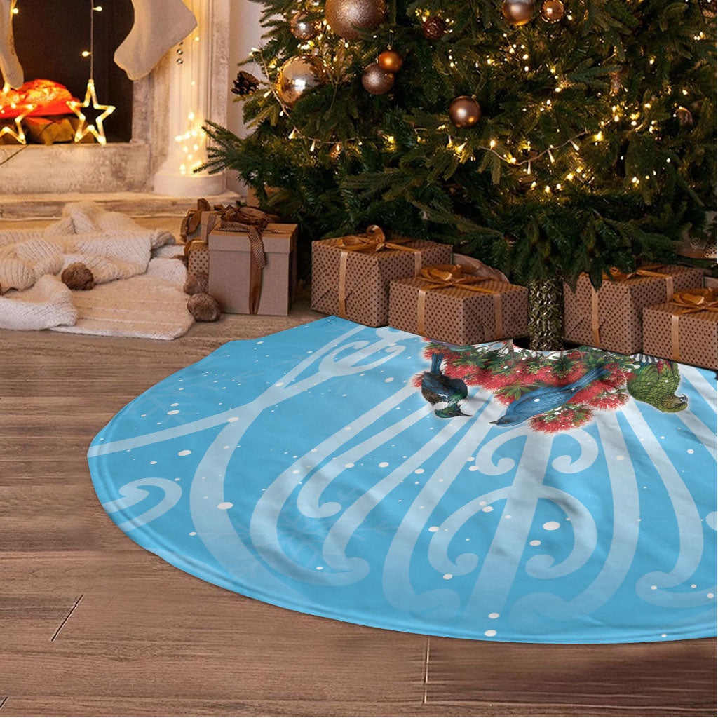 New Zealand Birds Christmas Tree Skirt Pohutukawa Xmas Tree LT05 - Polynesian Pride