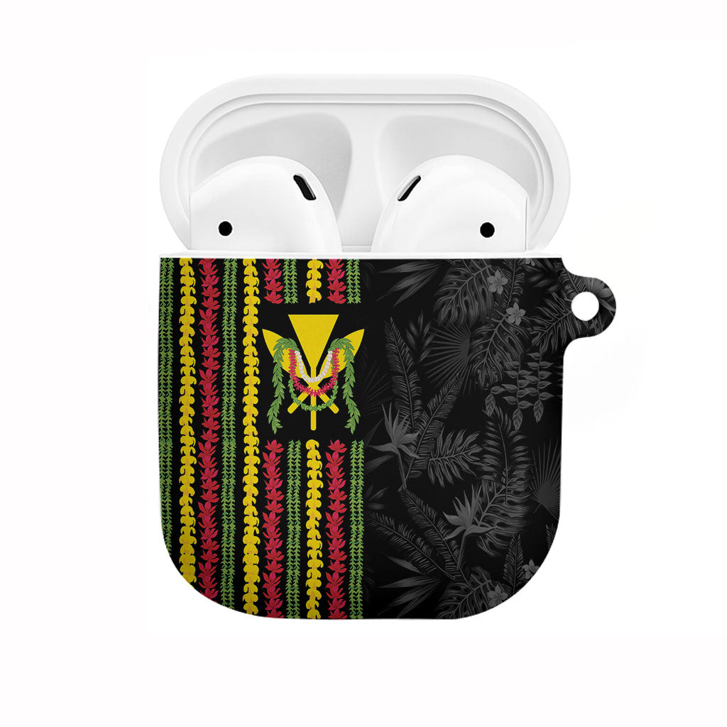 Hawaii Lei Kanaka Maoli Flag AirPods Case Tropical Vibes LT05 Black - Polynesian Pride